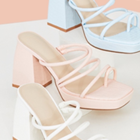 Rilista Chunky Strappy Platform Square Toe Block Heeled Sandals - Picture 1 of 9